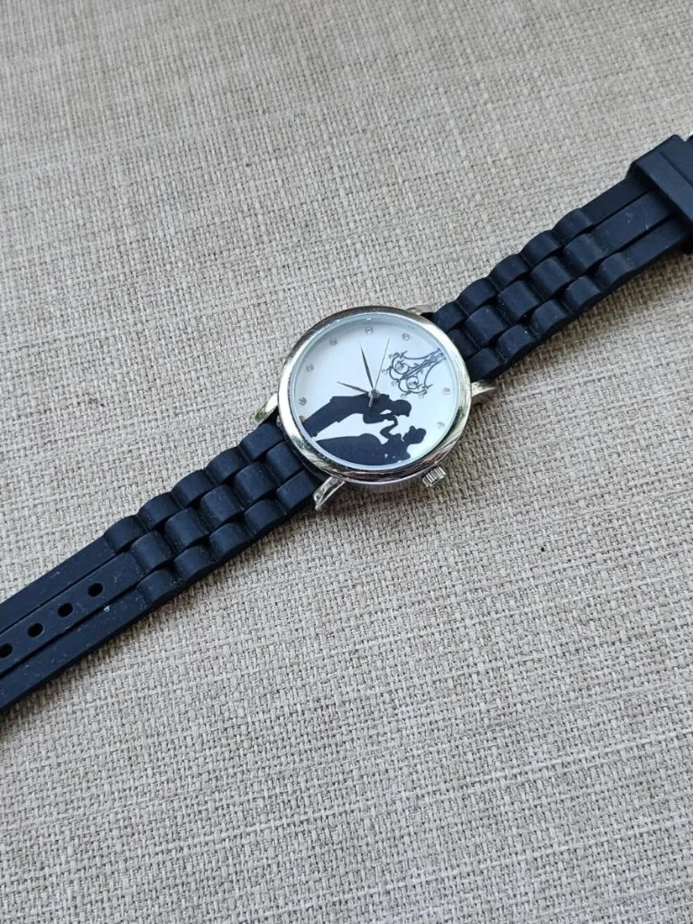 Disney Accutime Wristwatch Black Rubber Strap Quartz Prince Charming Watch